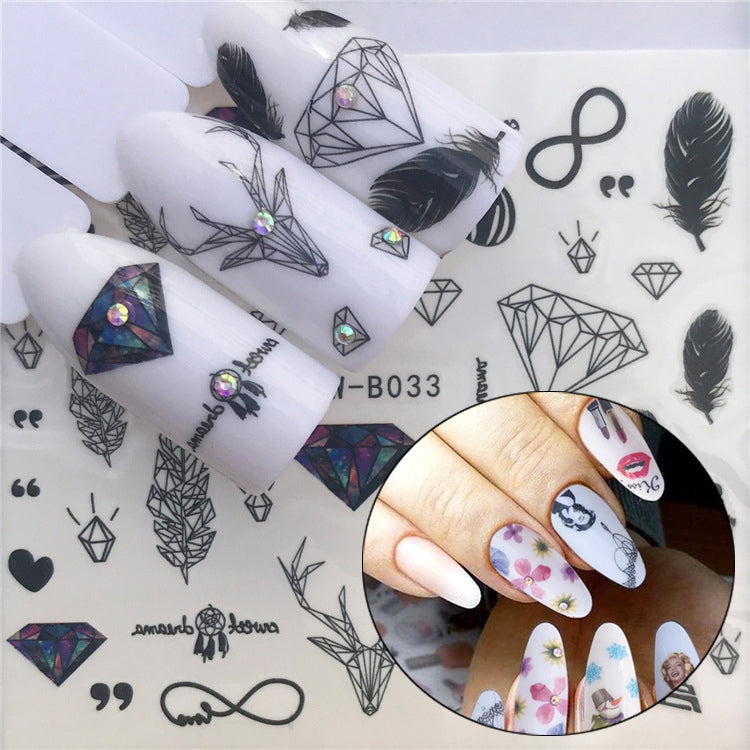 3 PCS Nail Sticker Set Decal Water Transfer Slider Nails Art Decoration, Color:YZWB033