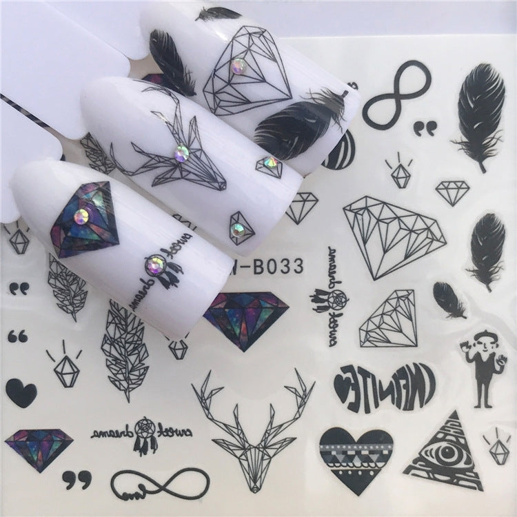3 PCS Nail Sticker Set Decal Water Transfer Slider Nails Art Decoration, Color:YZWB033