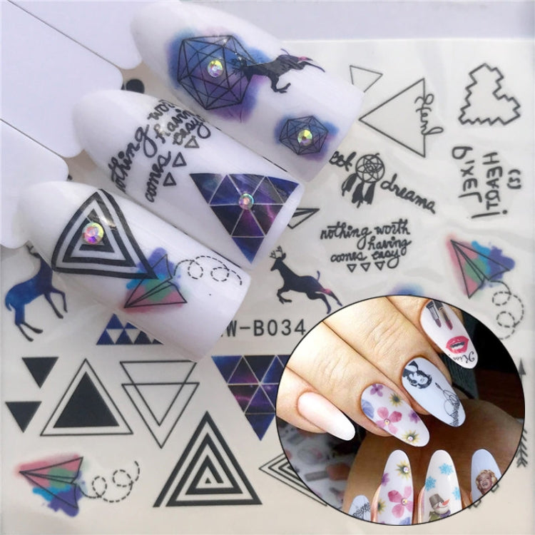 3 PCS Nail Sticker Set Decal Water Transfer Slider Nails Art Decoration, Color:YZWB034