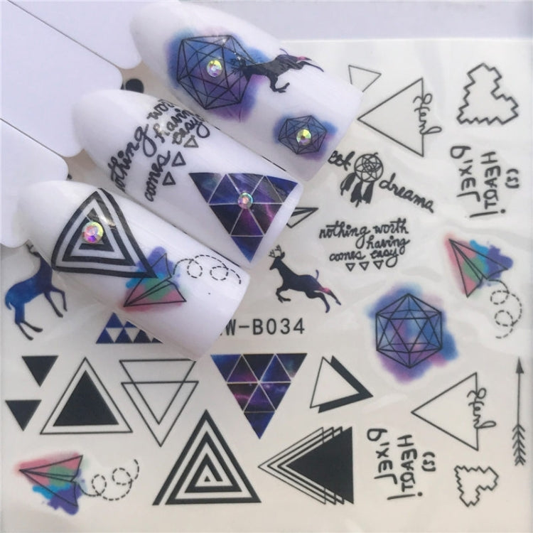 3 PCS Nail Sticker Set Decal Water Transfer Slider Nails Art Decoration, Color:YZWB034