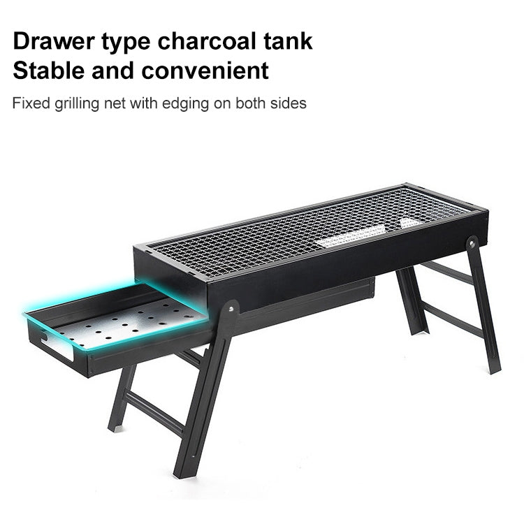 Wrought Iron Barbecue Thickened Folding Barbecue 63.5x42x48cm