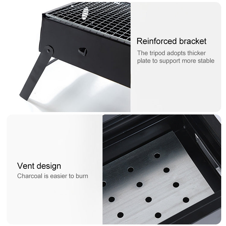 Wrought Iron Barbecue Thickened Folding Barbecue 63.5x42x48cm