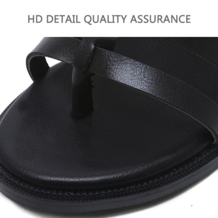 Ladies Open Toe Back Zip High-Top Sandals Flat Roman Style Sandals, Size: 39