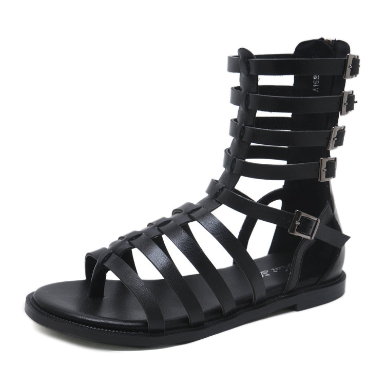 Ladies Open Toe Back Zip High-Top Sandals Flat Roman Style Sandals, Size: 40