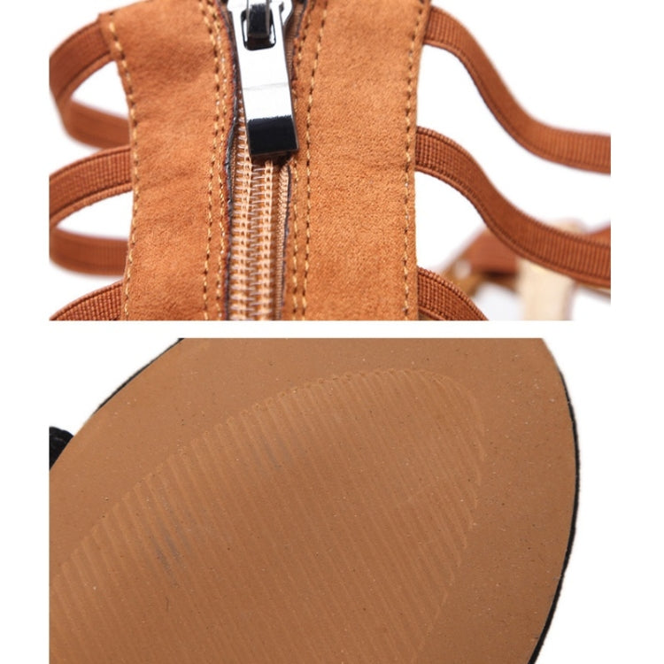 Women Roman Style Sandals Flat Hollow Strap High-Top Sandals, Size: 37