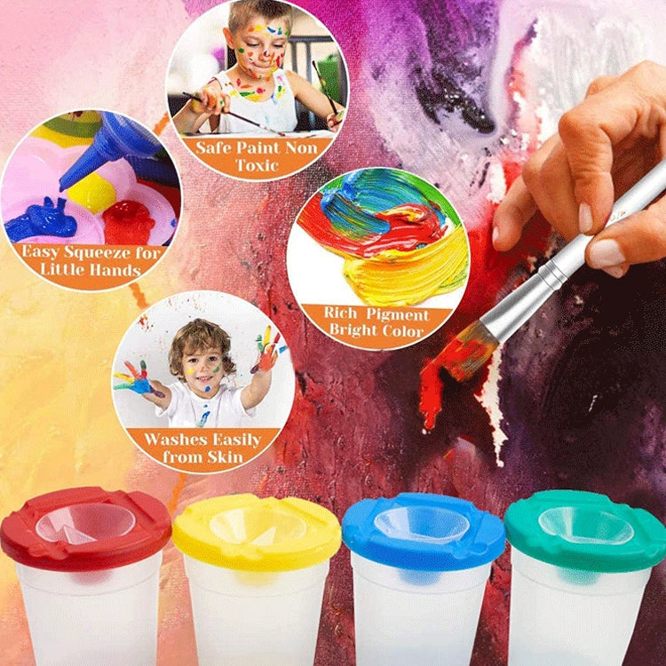 Children Plastic Pen Cup Bristles Graffiti Painting Brush Set, Specification: HB-5 + 5 Dark