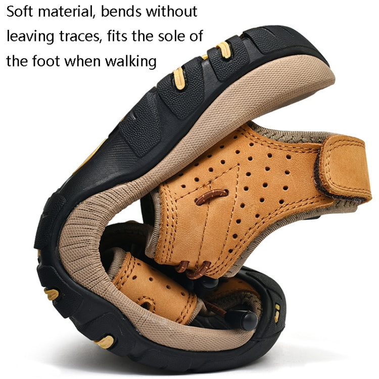 Summer Large Size Men Beach Shoes Leather Breathable Wading Casual Sandals, Size: 41