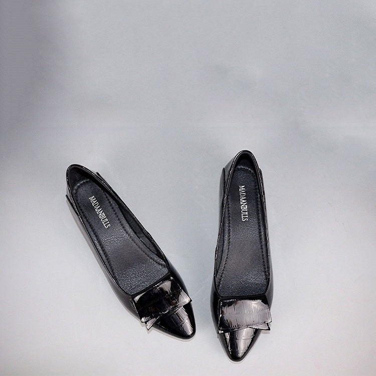 Spring And Summer Cowhide Shoes With Thick Heel Mid-Heel For Women, Size: 36