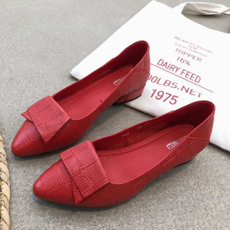 Spring And Summer Cowhide Shoes With Thick Heel Mid-Heel For Women, Size: 37