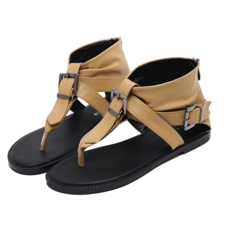 Ladies Belt Buckle Flip Flops Casual Flat Sandals, Size: 35