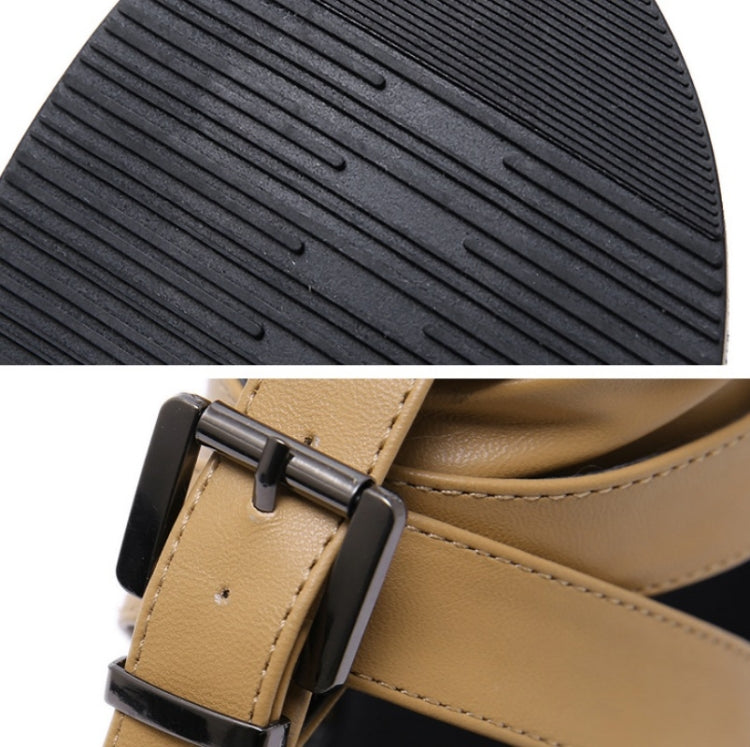 Ladies Belt Buckle Flip Flops Casual Flat Sandals, Size: 35
