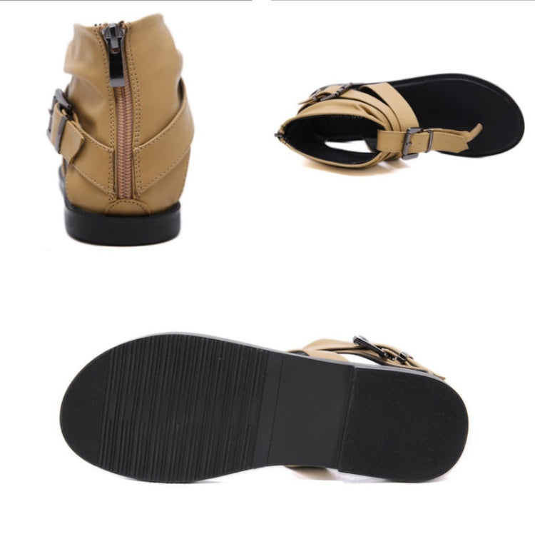 Ladies Belt Buckle Flip Flops Casual Flat Sandals, Size: 37