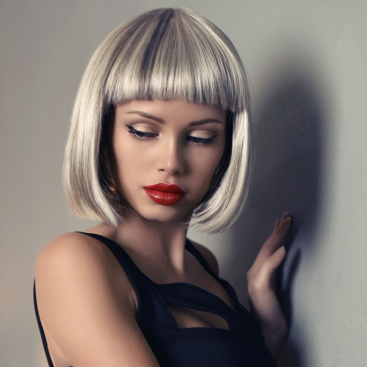 Female Blunt Bangs Short Straight Chemical Fiber Headgear