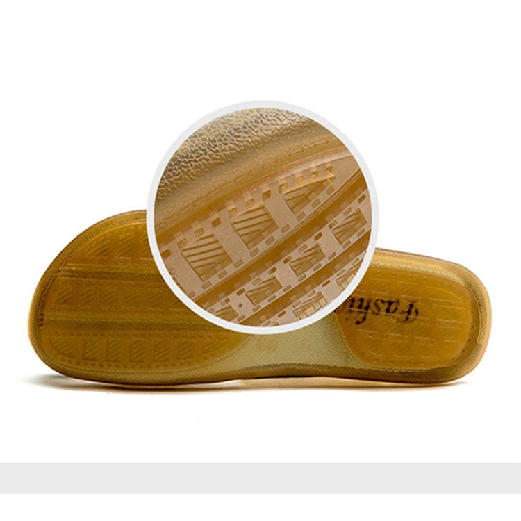 Summer Men Leather Slippers Casual Large Size Flat Beach Shoes, Size: 44(Red Brown)