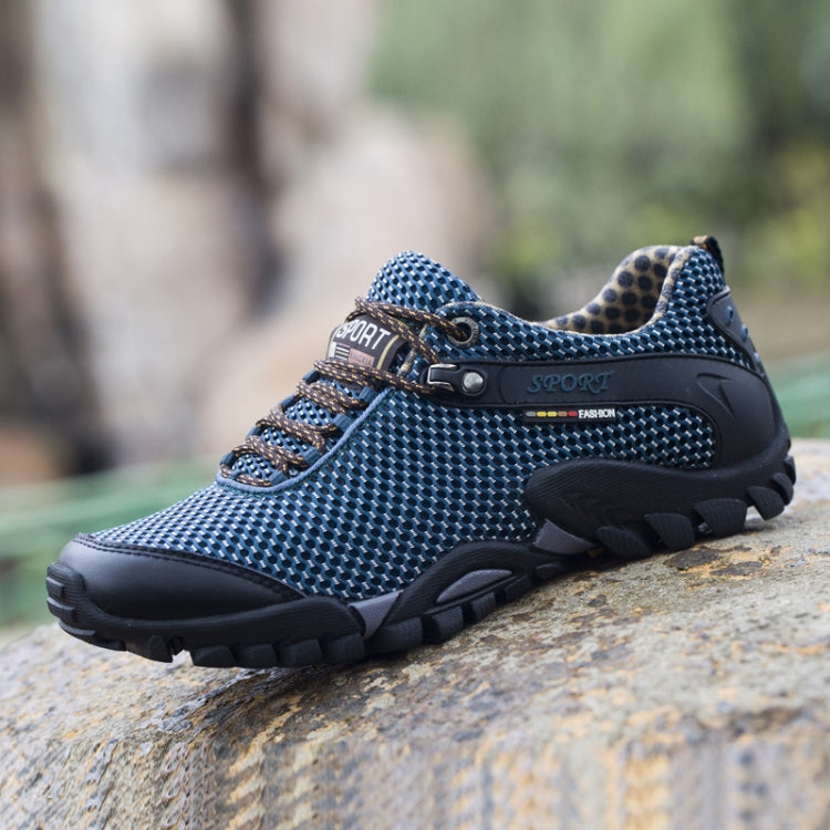 Summer Men Outdoor Sports Shoes Mesh Breathable Hiking Shoes, Size: 41(Lake Blue)