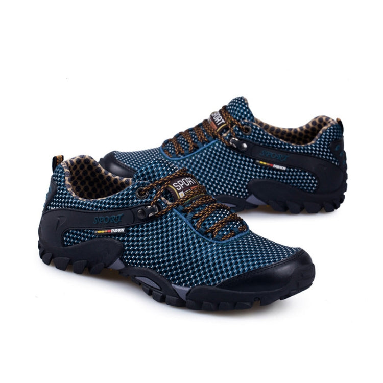 Summer Men Outdoor Sports Shoes Mesh Breathable Hiking Shoes, Size: 41(Lake Blue)