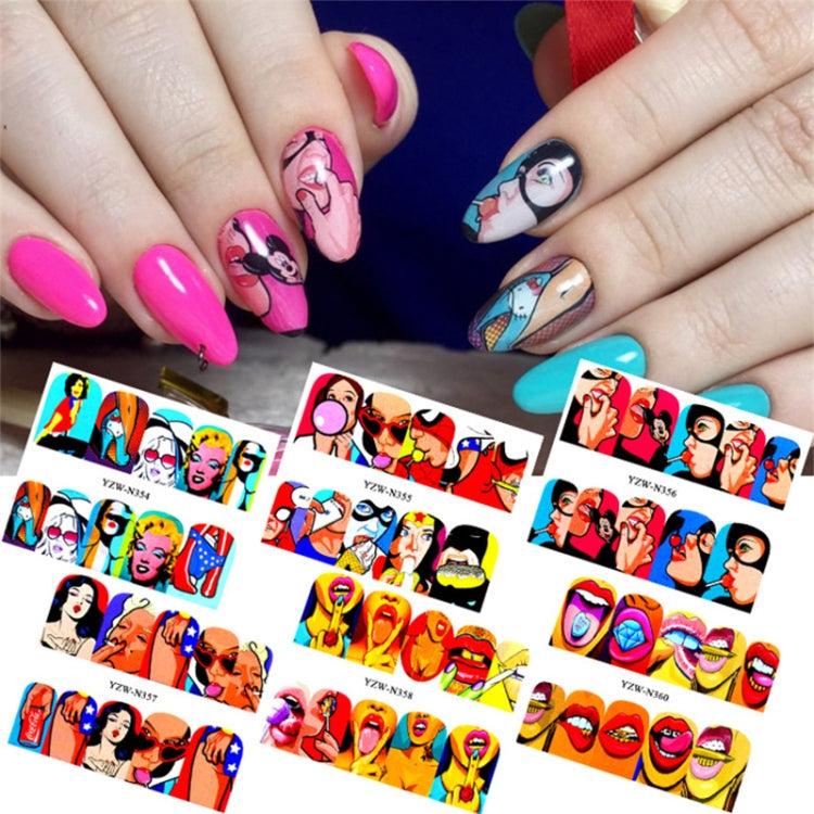 50 PCS Nail Sticker Set Decal Water Transfer Slider Nails Art Decoration, Color:YZWN354