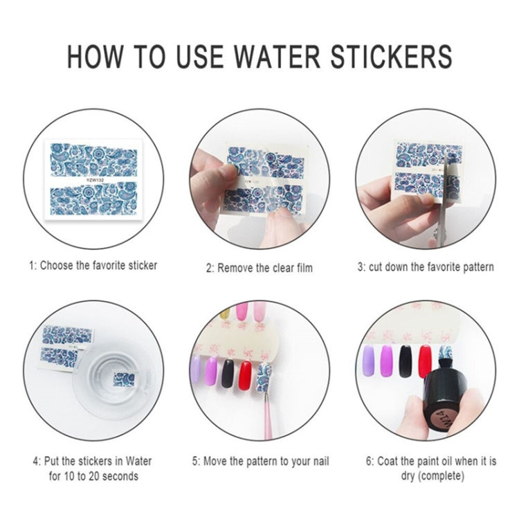 50 PCS Nail Sticker Set Decal Water Transfer Slider Nails Art Decoration, Color:YZWN354