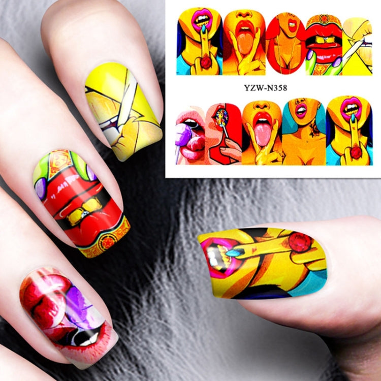 50 PCS Nail Sticker Set Decal Water Transfer Slider Nails Art Decoration, Color:YZWN358