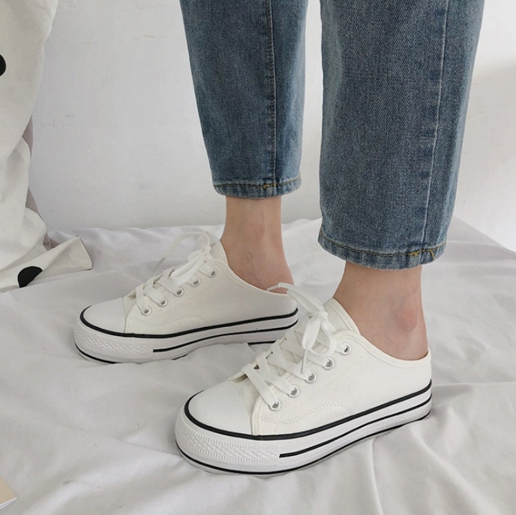 Women Canvas Shoes Inner Heightened Semi-Slipper Lazy Shoes, Size: 40
