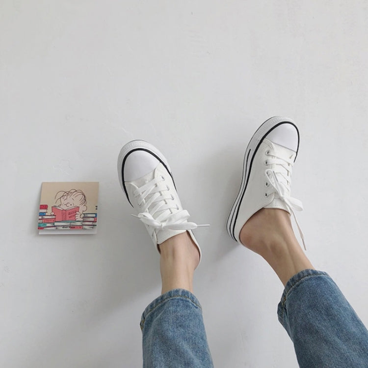 Women Canvas Shoes Inner Heightened Semi-Slipper Lazy Shoes, Size: 40