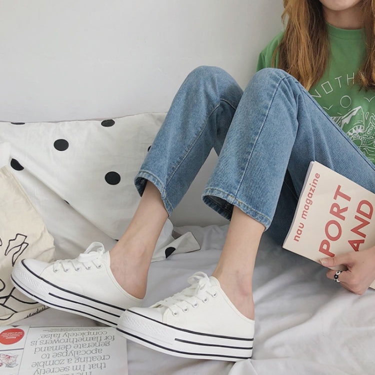 Women Canvas Shoes Inner Heightened Semi-Slipper Lazy Shoes, Size: 40