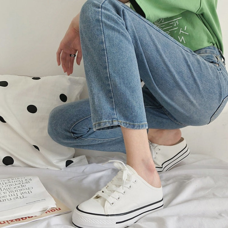 Women Canvas Shoes Inner Heightened Semi-Slipper Lazy Shoes, Size: 40