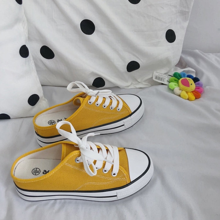 Women Canvas Shoes Inner Heightened Semi-Slipper Lazy Shoes, Size: 40