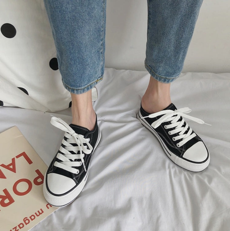 Women Canvas Shoes Inner Heightened Semi-Slipper Lazy Shoes, Size: 40