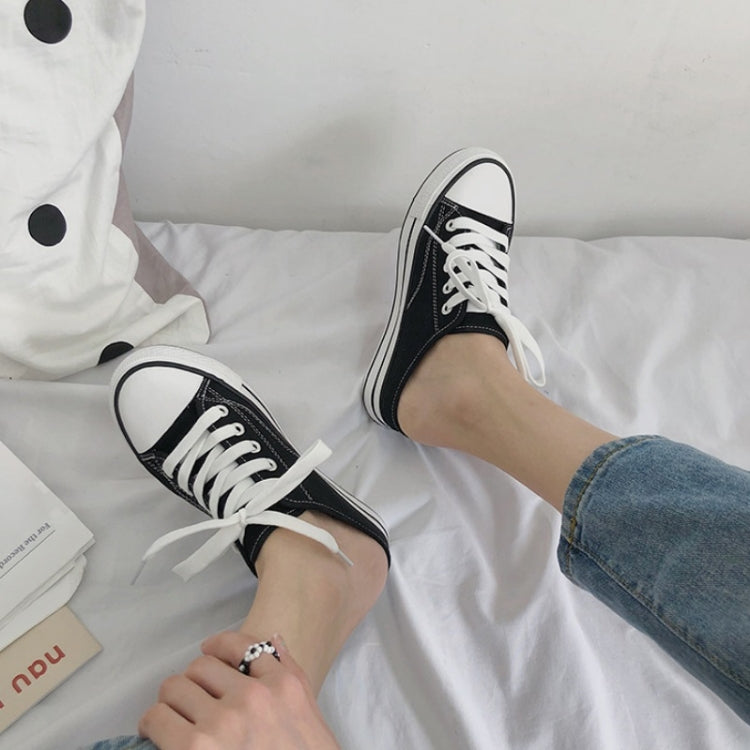 Women Canvas Shoes Inner Heightened Semi-Slipper Lazy Shoes, Size: 40