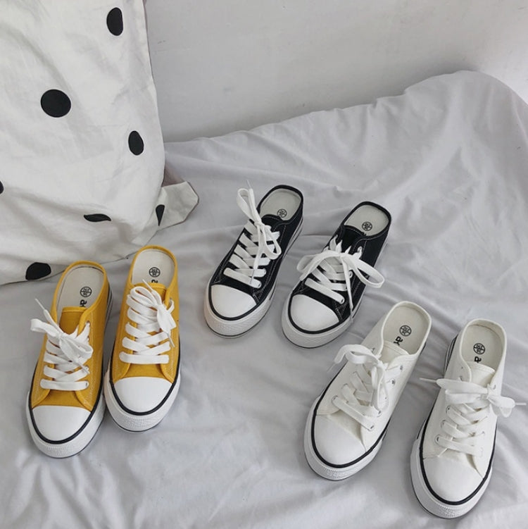 Women Canvas Shoes Inner Heightened Semi-Slipper Lazy Shoes, Size: 40