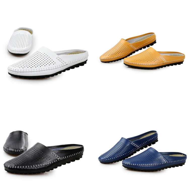 Summer Hollow Men Sandals Breathable Soft Men Casual Slippers Leather Shoes, Size: 41