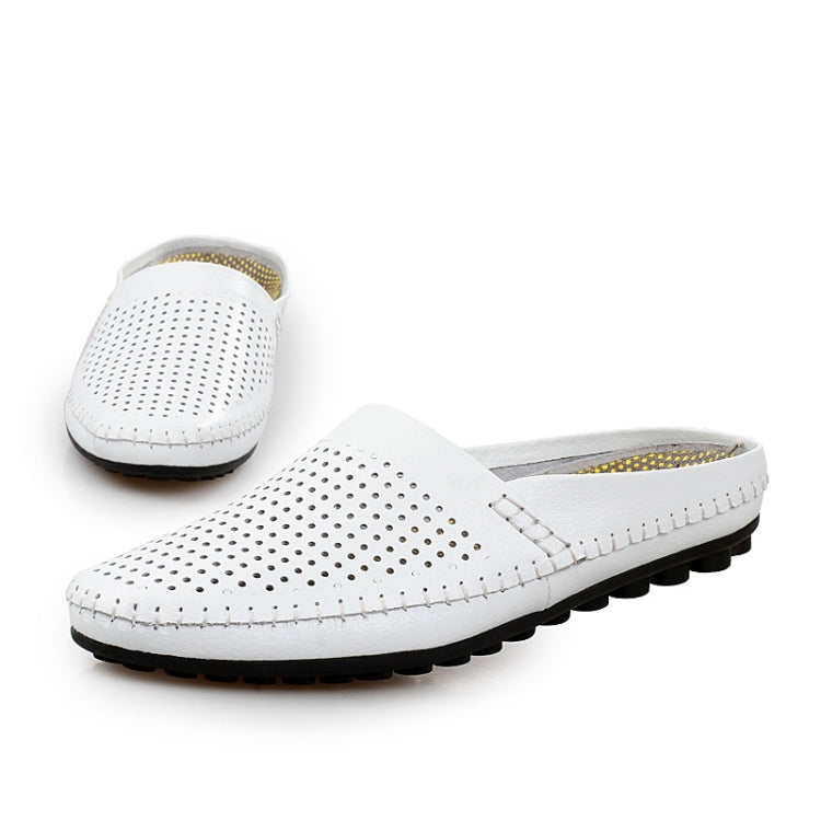 Summer Hollow Men Sandals Breathable Soft Men Casual Slippers Leather Shoes, Size: 42