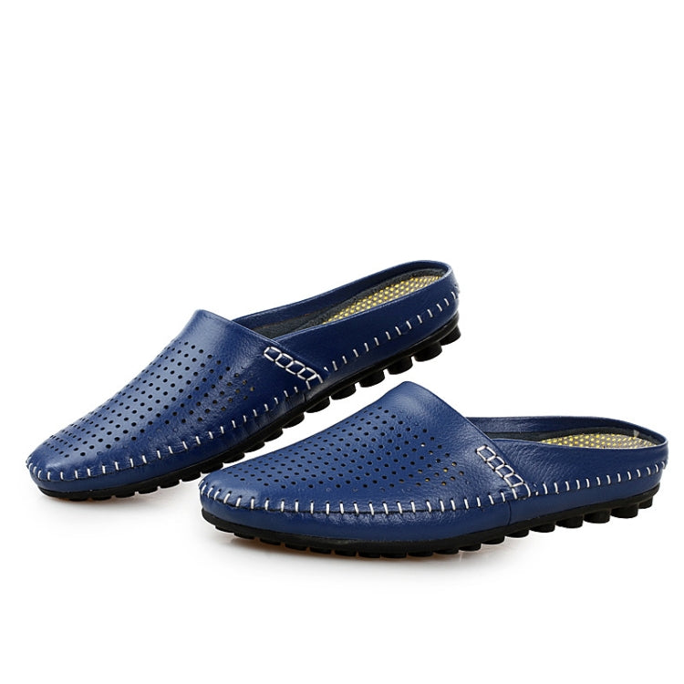 Summer Hollow Men Sandals Breathable Soft Men Casual Slippers Leather Shoes, Size: 42
