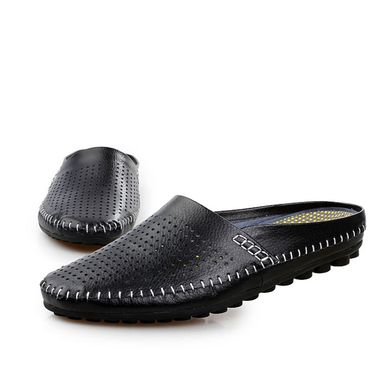 Summer Hollow Men Sandals Breathable Soft Men Casual Slippers Leather Shoes, Size: 44