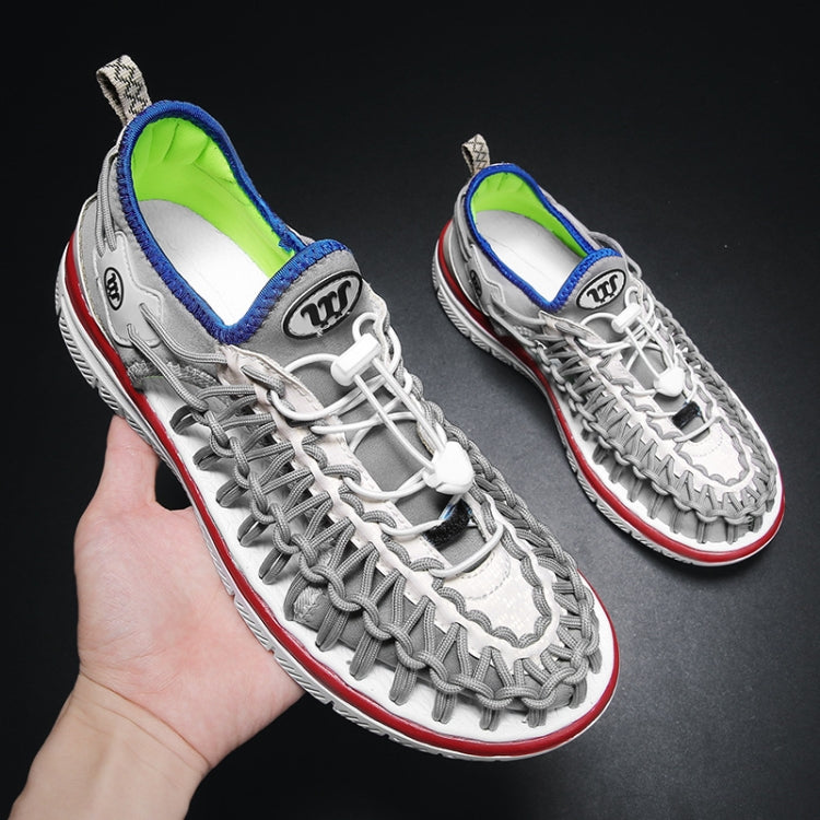 Summer Beach Upstream Men Sandals Couple Soft Bottom Sports Knit Breathable Slippers, Size: 36