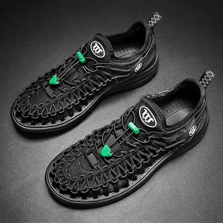 Summer Beach Upstream Men Sandals Couple Soft Bottom Sports Knit Breathable Slippers, Size: 36