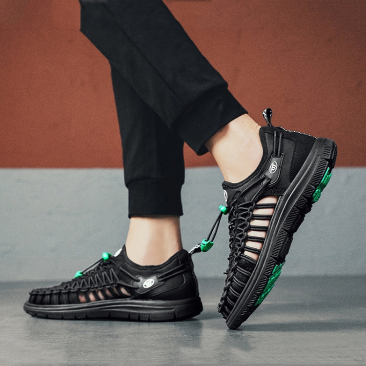 Summer Beach Upstream Men Sandals Couple Soft Bottom Sports Knit Breathable Slippers, Size: 36