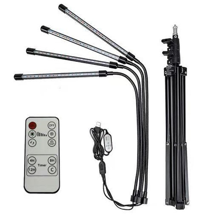 USB 20W 5V LED Plant Growth Supplement Light With RF Remote Control Floor Folding Tripod Without Power Adapter, Style: Round Version
