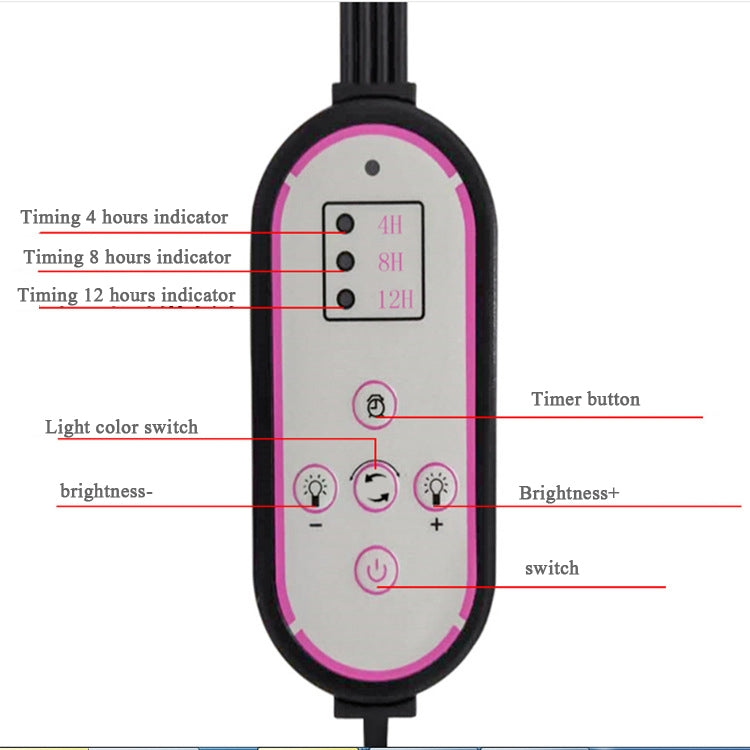 USB 20W 5V LED Plant Growth Supplement Light With RF Remote Control Floor Folding Tripod Without Power Adapter, Style: Round Version