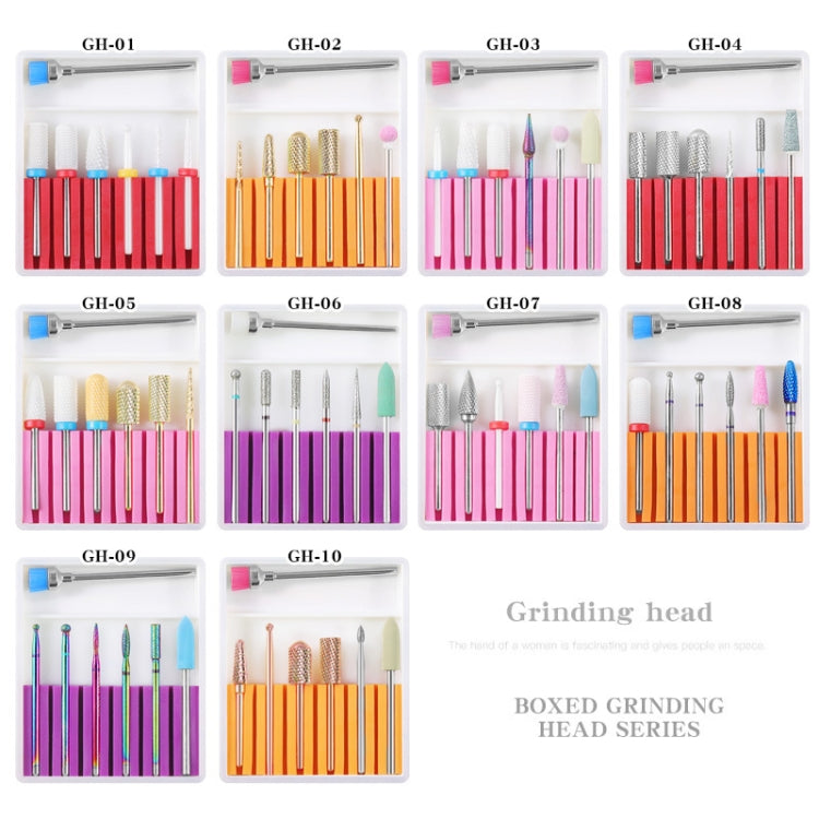 Nail Art Ceramic Tungsten Steel Alloy Grinding Heads Set Grinder Polishing Tool, Color Classification: GH-04