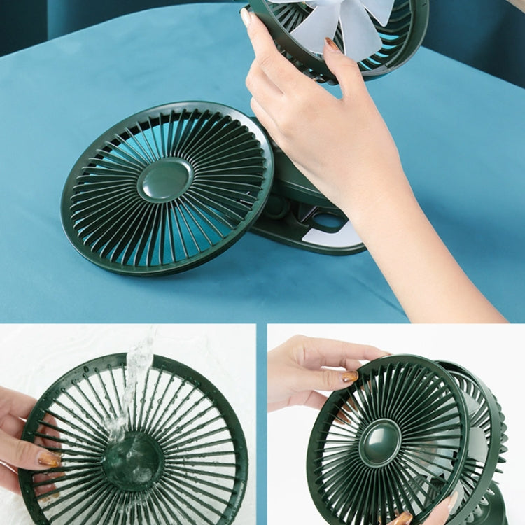 F8 Automatic Shaking Clip Fan Multifunctional USB Mini Office Student Dormitory Night Light Fan(Green)