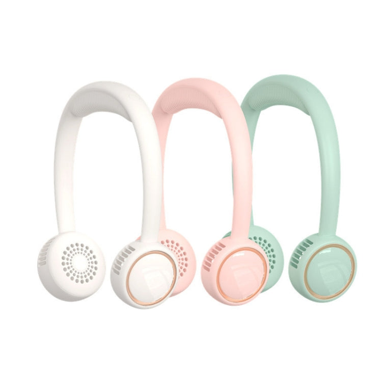 M12 Leafless Hanging Neck Fan Mini Outdoor Sports Portable USB Silent Fan(White)