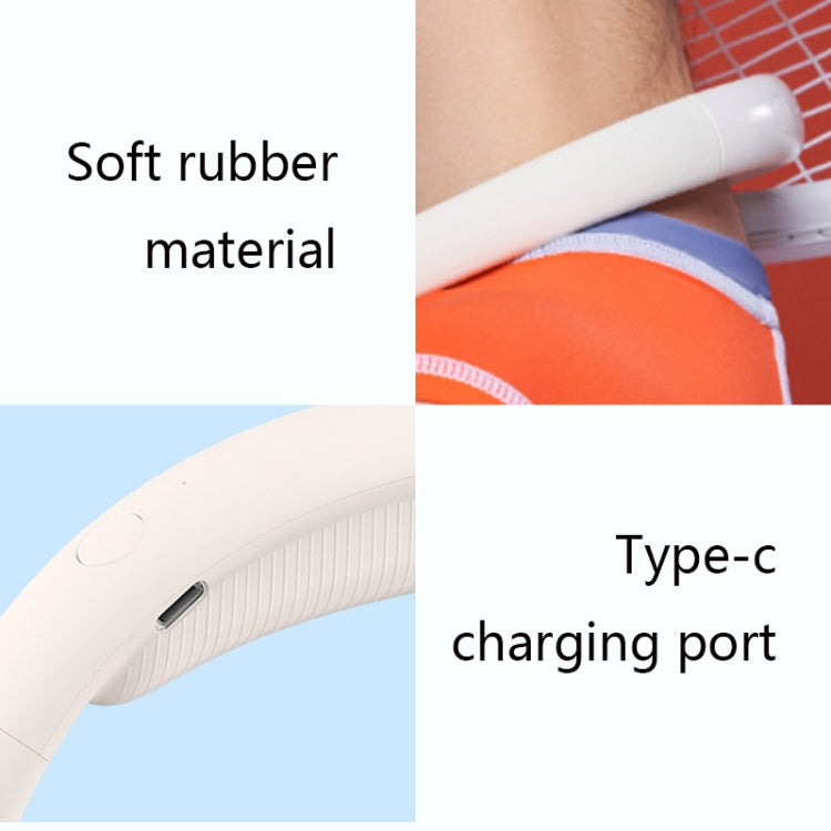 M12 Leafless Hanging Neck Fan Mini Outdoor Sports Portable USB Silent Fan(White)