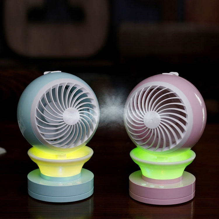 QM-06 USB Portable Mini Fan LED Luminous Spray Humidifying Desktop Office Fan(Green)
