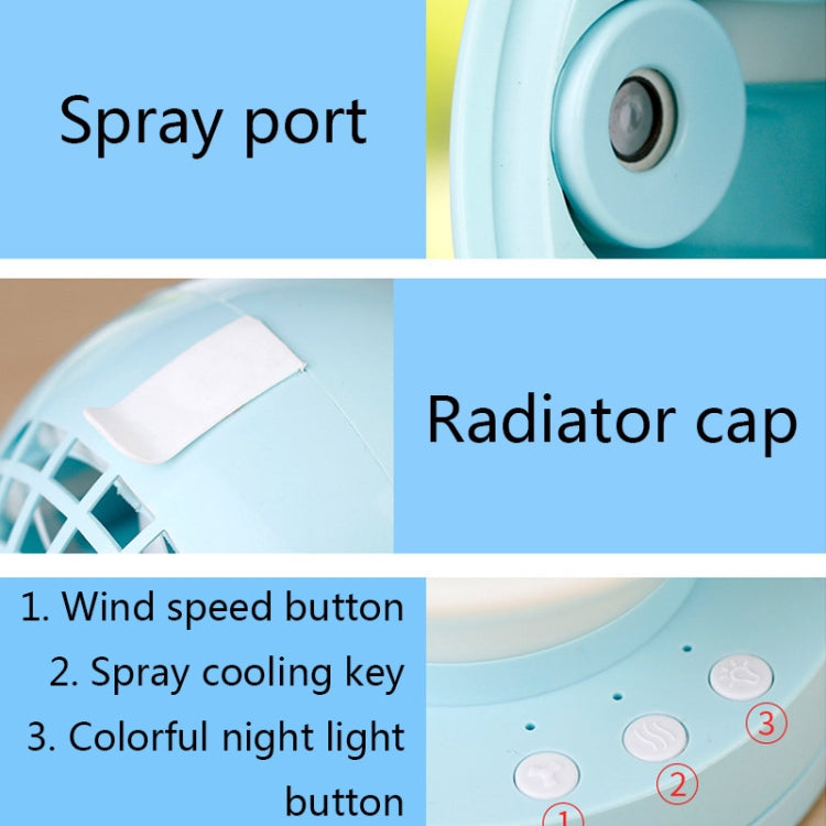 QM-06 USB Portable Mini Fan LED Luminous Spray Humidifying Desktop Office Fan(Green)
