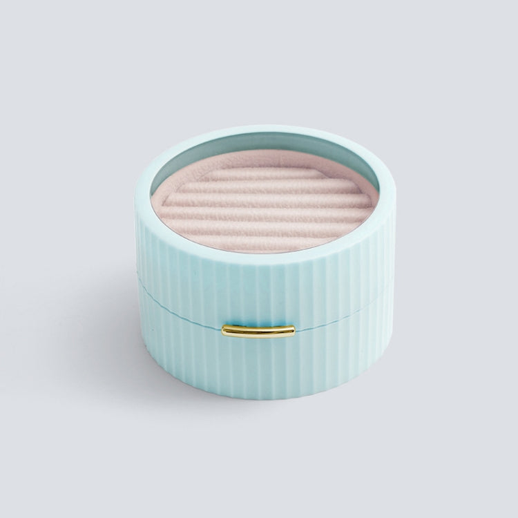 Portable Round Double Layers Ring Earrings Jewelry Storage Box
