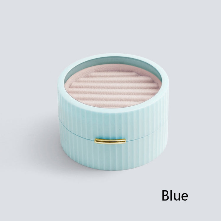 Portable Round Double Layers Ring Earrings Jewelry Storage Box