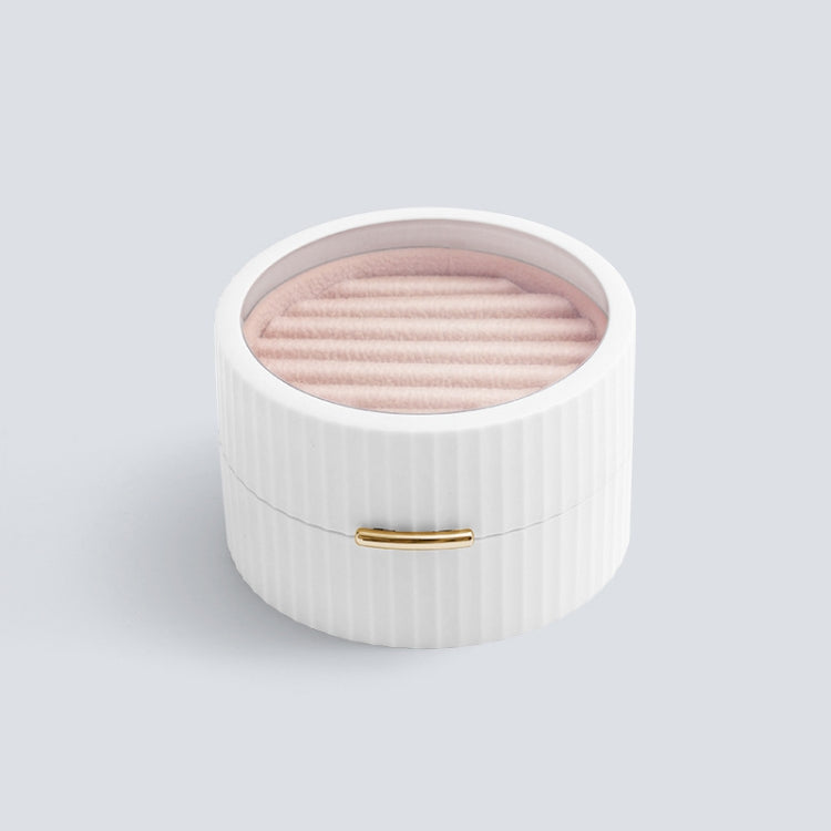 Portable Round Double Layers Ring Earrings Jewelry Storage Box