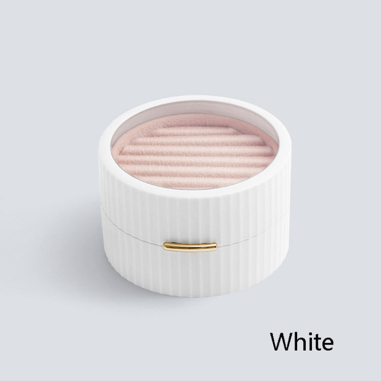 Portable Round Double Layers Ring Earrings Jewelry Storage Box